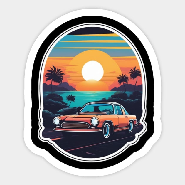 "Golden Trails: A Road Trip Under the Sunset Sky" Sticker by abdellahyousra